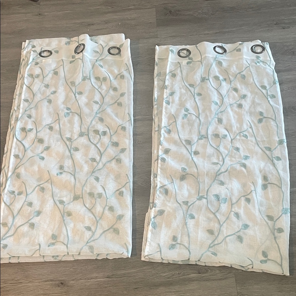 Floral Embroidered White and Blue Skirt